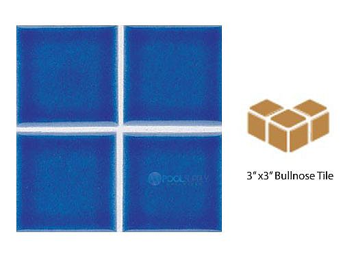 National Pool Tile 3x3 Marine Field Series | Diamond Blue - Single Bull Nose | M332 SBN