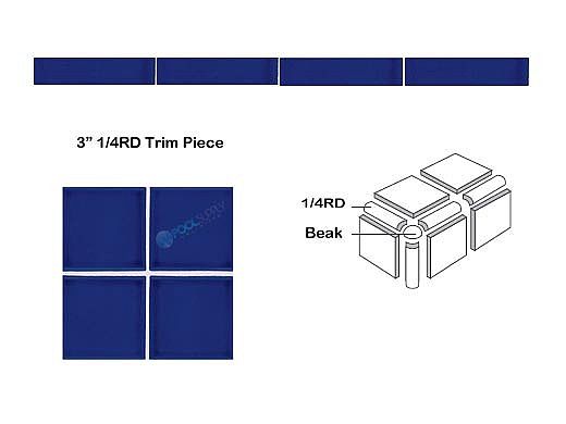 National Pool Tile Marine Field 3x3 Trim | Cobalt Blue | M350 1/4RD