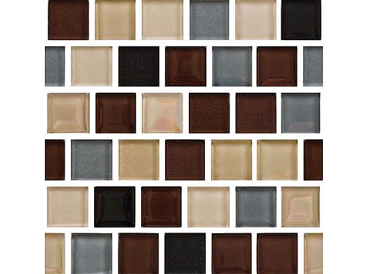 National Pool Tile Jules 1x1 Glass Tile | Rustic Mocha Blend | 9912-5AT