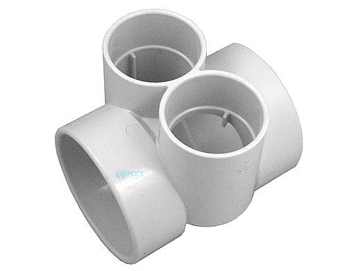 AquaStar Bushing with Two 2.5" Slip to 4" Transitional T with Reducer Bushing to 3" | White | BFB101