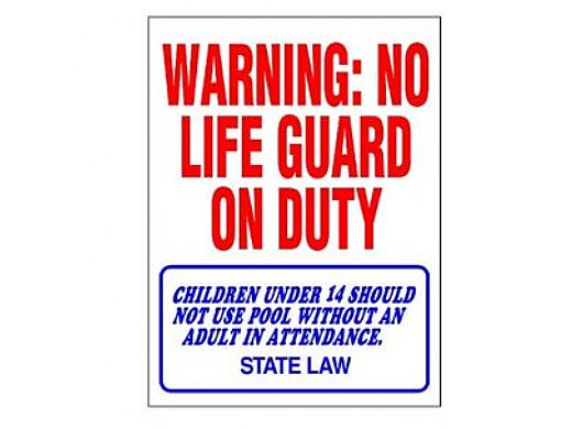 No Lifeguard on Duty Sign 18inches x 24inches | SW-1