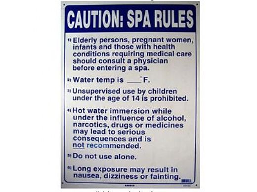 Spa Rules Commercial Sign 18inches x 24inches | SW-23