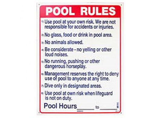 Commercial Pool Rules Sign | 18" x 24" | SW-2