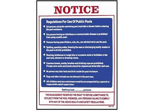Public Pool Rules Sign 18inches x 24inches | SW-27