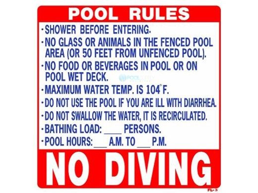 Florida Pool Rules Sign | 24" x 24" | FL-3