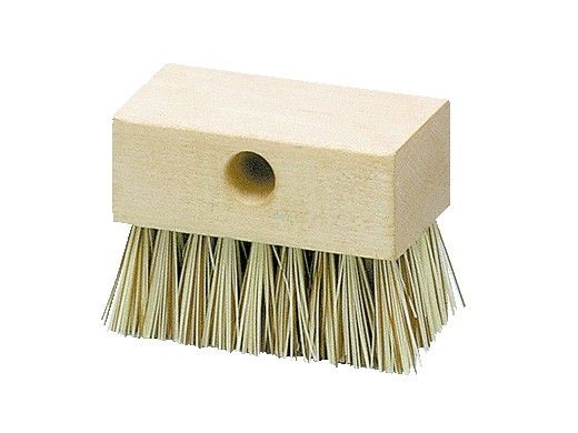 A&B Brush 622X Commercial Tile Brush with Wood Back | Brown & White Bristles | 6001