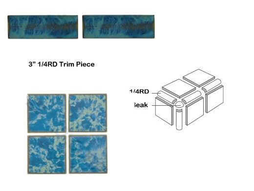 National Pool Tile Harmony 3" Trim Series | Pacific Blue | HS341 1/4RD