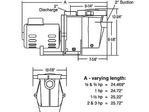 Pentair WhisperFlo Standard Efficiency Pool Pump | 115/208/230V 0.5HP Full Rated | WF-2 | 011578