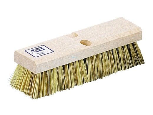 A&B Brush Deck & Acid Wash Brush | 10" | Wood Back | Brown & White Nylon Bristles | 6021