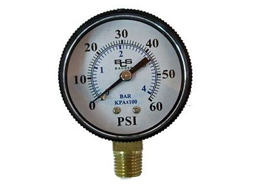 SuperPro Steel Pressure Gauge 2" 0-60# PSI 1/4" Bottom Mount | 83060BU