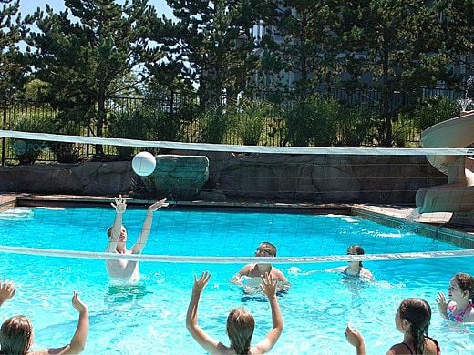 SR Smith Swim N' Spike Volleyball Set | 16' Net with Anchors & Stainless Steel Poles | VOLY