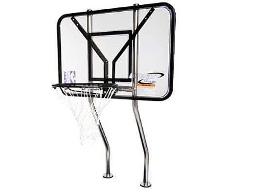 Commercial basketball game | 1.90 Stainless Steel Dual-Posts | No Anchors | BASKC-1