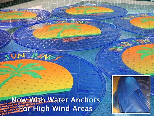 Solar Sun Rings Solar Blanket | Palm Tree Pattern | 5' Diameter with Water Anchors | SSRA-100