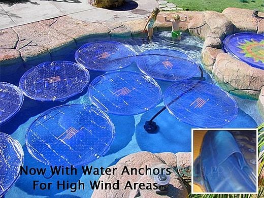 Solar Sun Rings Solar Blanket | Plain Blue Pattern | 5' Diameter with Water Anchors | SSRA-101