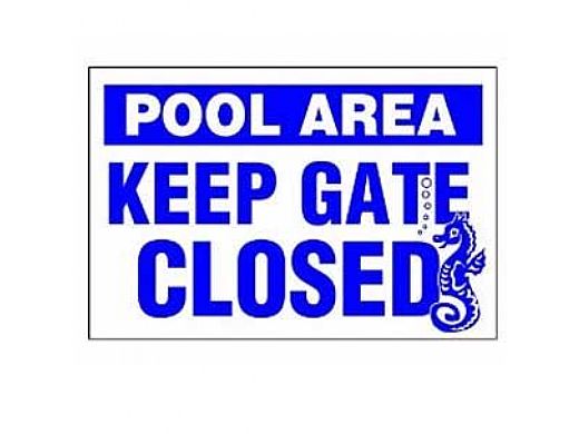 Pool Area Keep Gate Closed Pool Sign | 8983