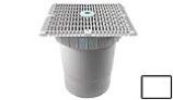 AquaStar 12"x12" Square Wave Grate  & Vented Riser Ring with Double Deep Sump Bucket with 6" Socket (VGB Series) | White | WAV12WR101F