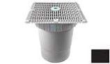 AquaStar 12"x12" Square Wave Grate  & Vented Riser Ring with Double Deep Sump Bucket with 6" Socket (VGB Series) | Black  | WAV12WR102F