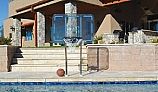 Inter-fab Pro Style Basketball Game Set | 12" Offset Post | In Deck Bronze Anchor Jig | Marine Grade Steel Support Legs | SPS-RBALL GB-C