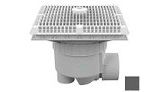 AquaStar 12" Square Wave Suction Outlet Cover with 3" Socket Sump and 4" Spigot | Dark Gray | WAV12WR105SSB